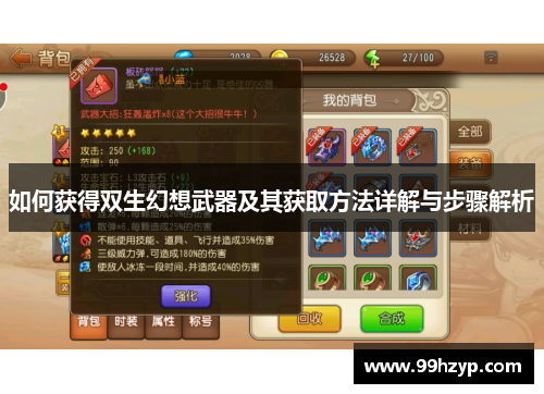 如何获得双生幻想武器及其获取方法详解与步骤解析